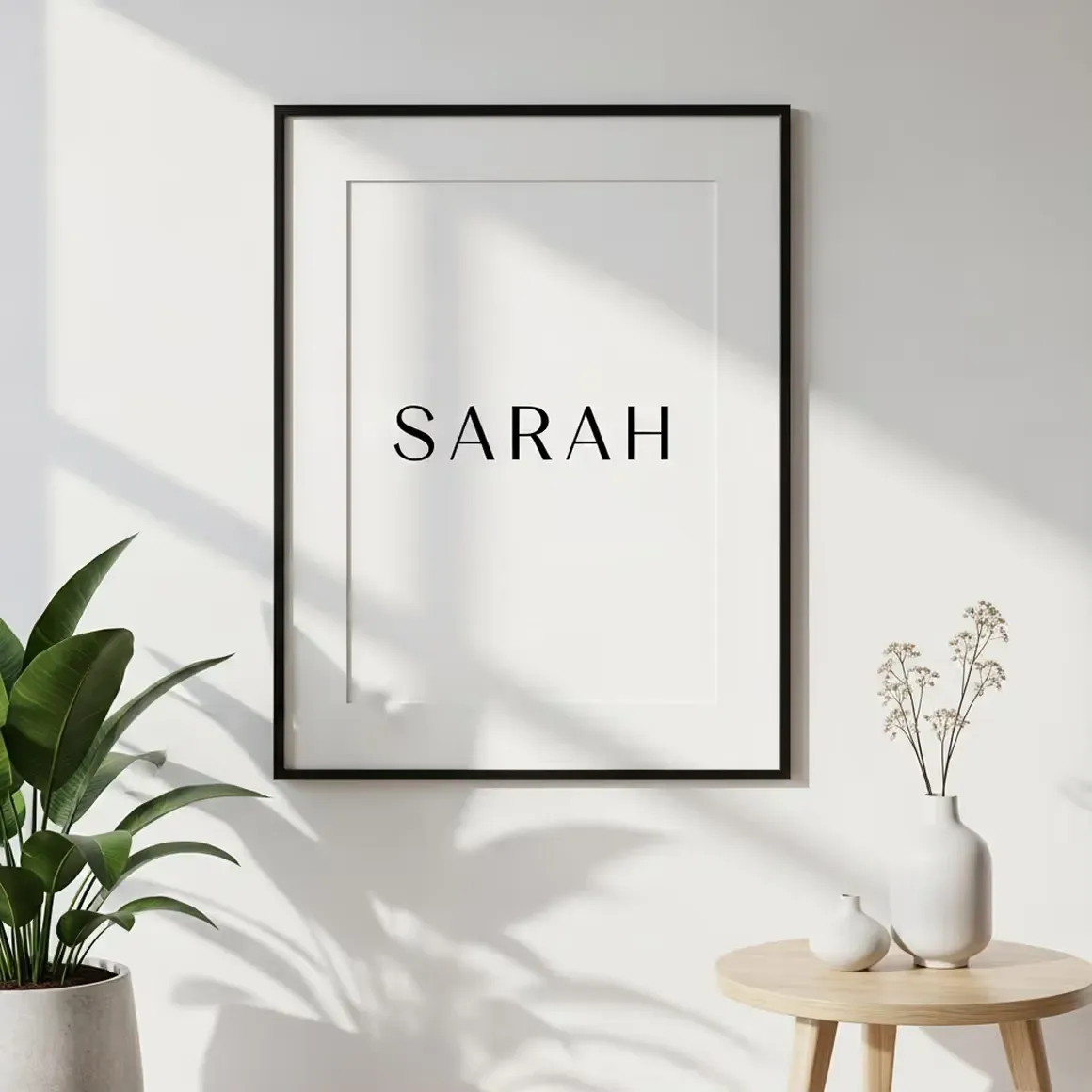 Your words, lettered by hand in gouache and framed in oak. Allow ten days for the lettering.